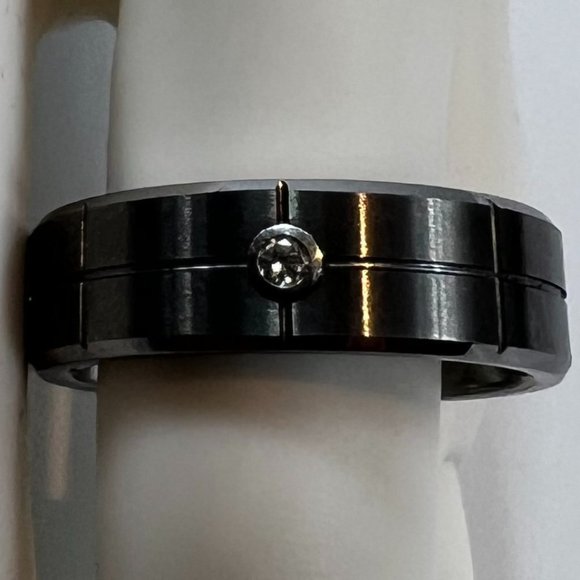 Triton Tungsten Carbide TC.850 Men's Wedding Band Ring with Diamond - Picture 2 of 14